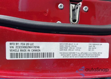 2022 Dodge Charger Sxt Rwd from USA, damaged, VIN 2C3CDXBG2NH178746